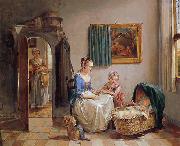 Willem van A family in an interior oil